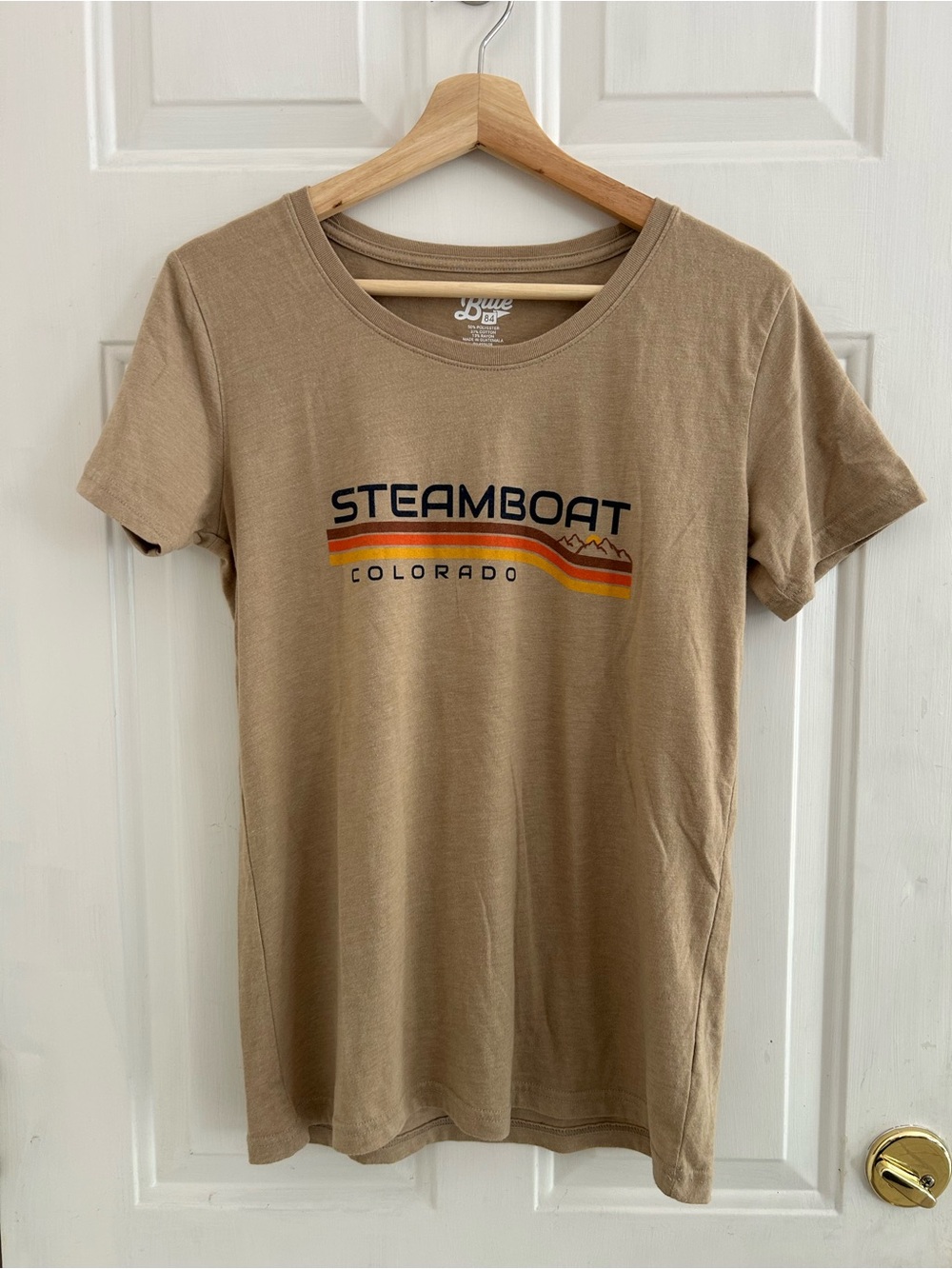 Steamboat Colorado Graphic Tee Blue 84 Tan Crewneck T‑Shirt